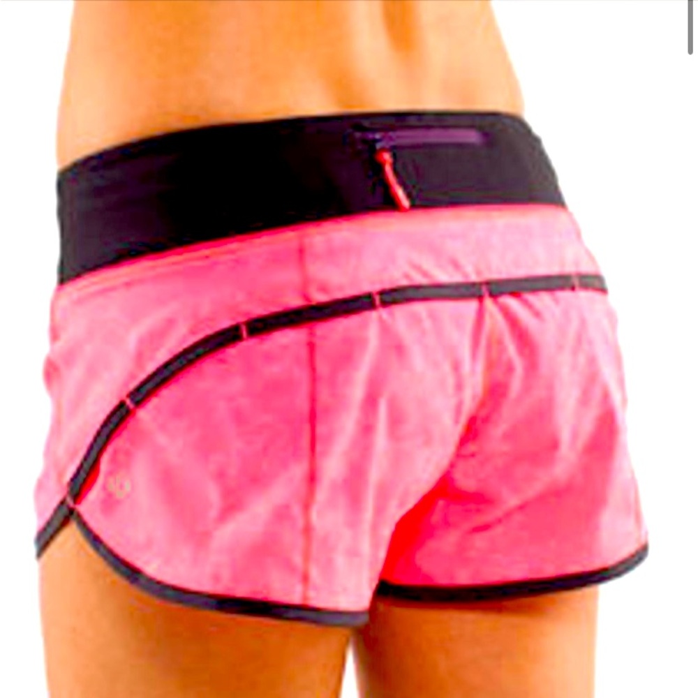 Lululemon Speed Shorts Jacquard Flash Deep Cool Neon Black Trim Pink Size 8 - Picture 1 of 17